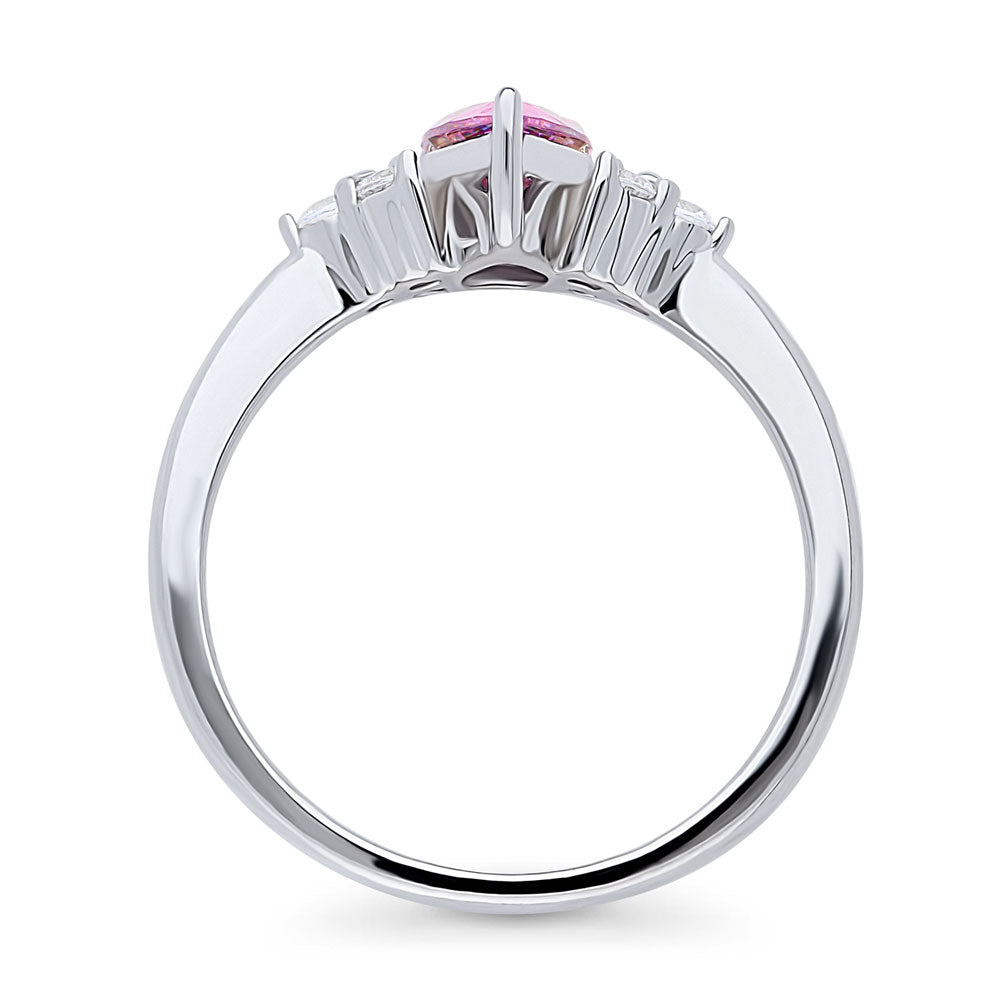 Solitaire 0.8ct Purple Pear CZ Ring in Sterling Silver