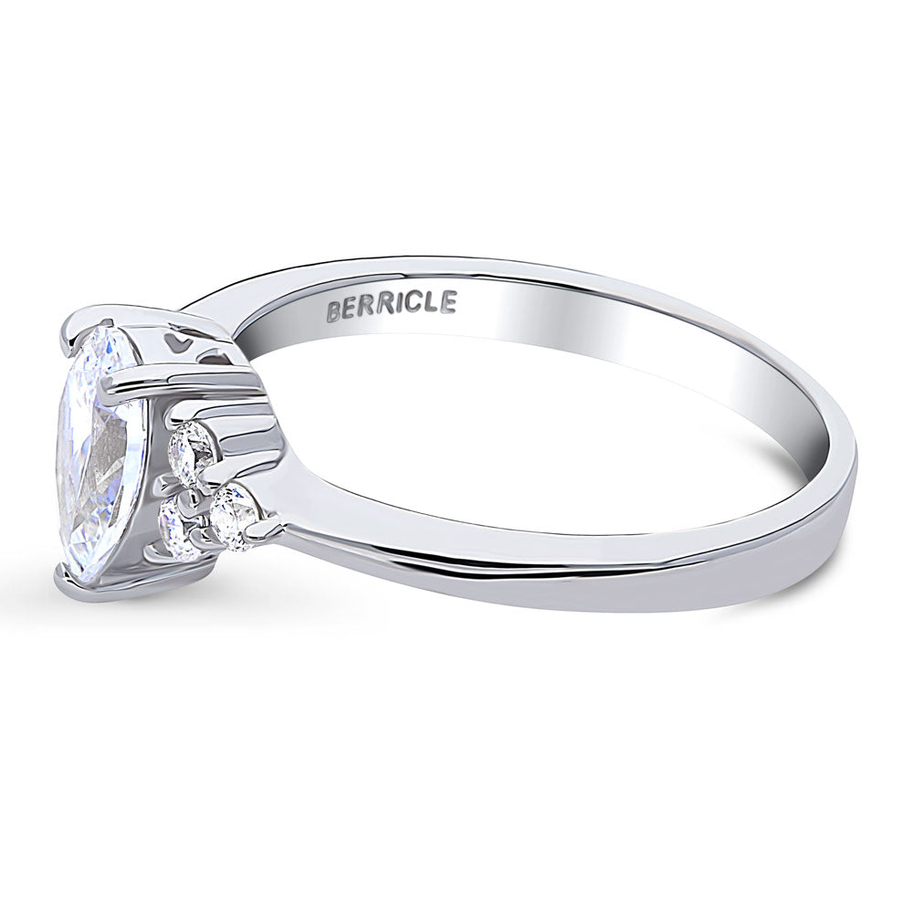 Angle view of Solitaire 0.8ct Pear CZ Ring in Sterling Silver, 5 of 7