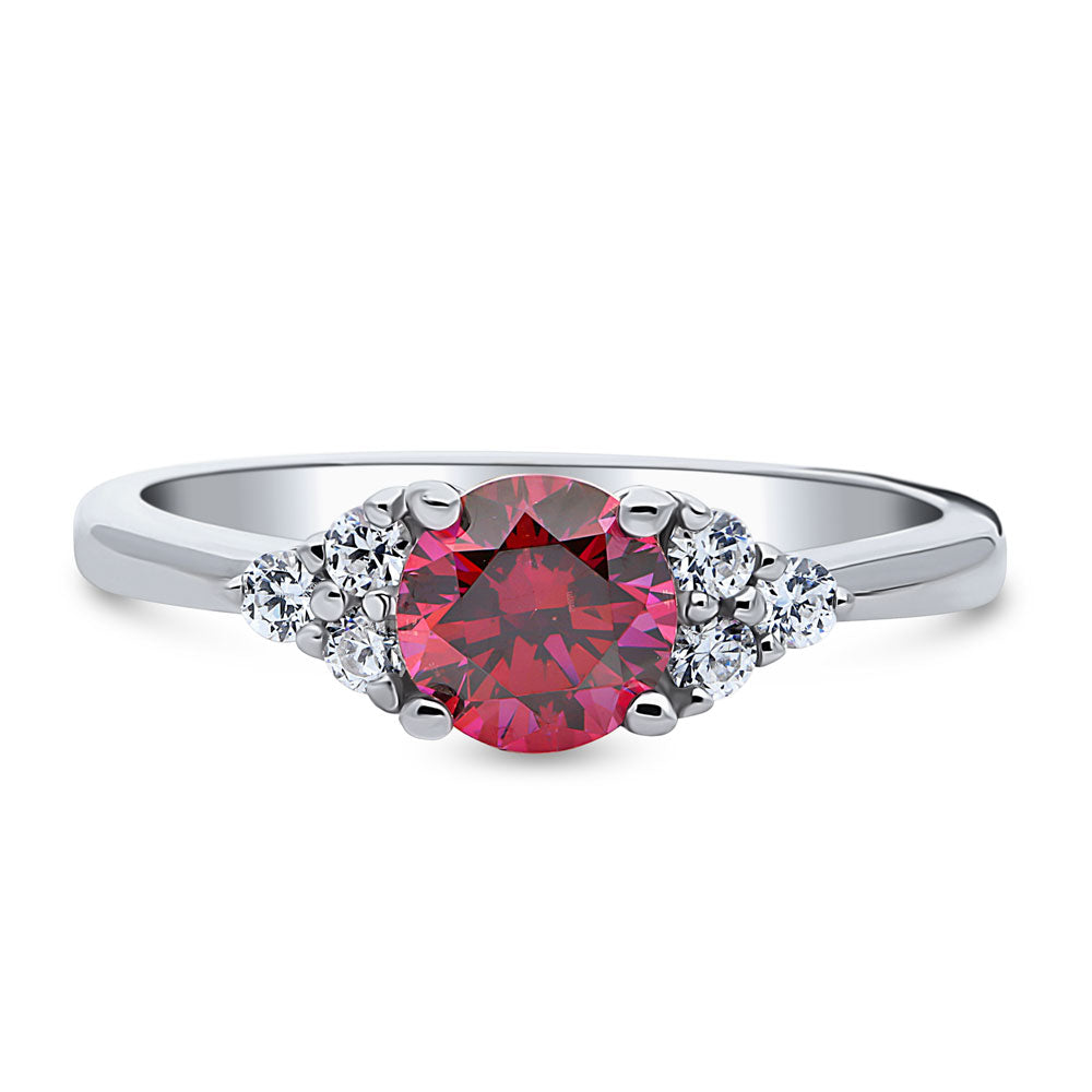 Solitaire Red Round CZ Ring in Sterling Silver 0.8ct, 1 of 7