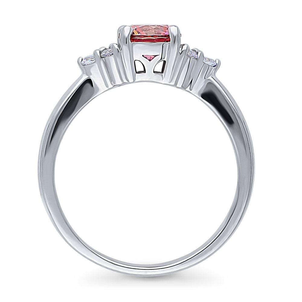 Alternate view of Solitaire Red Round CZ Ring in Sterling Silver 0.8ct, 7 of 7