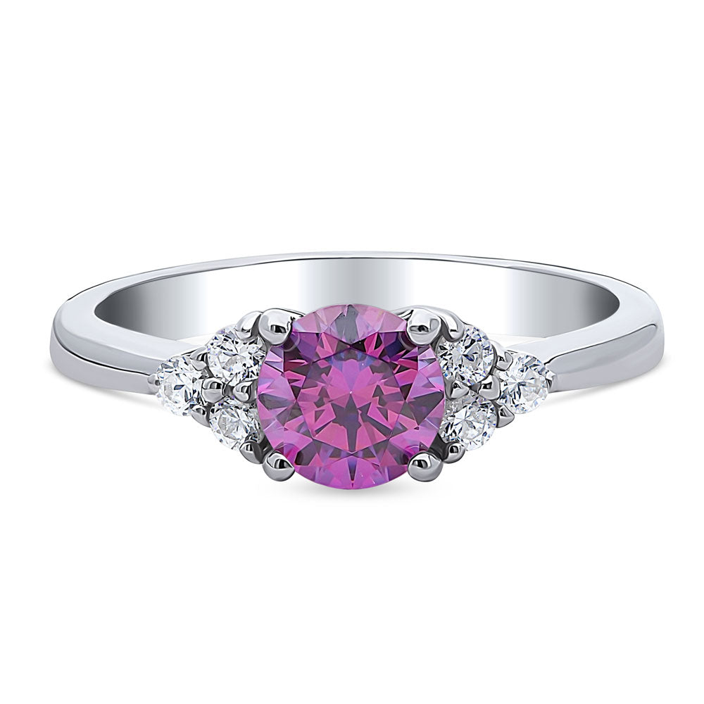 Solitaire Purple Round CZ Ring in Sterling Silver 0.8ct, 1 of 7