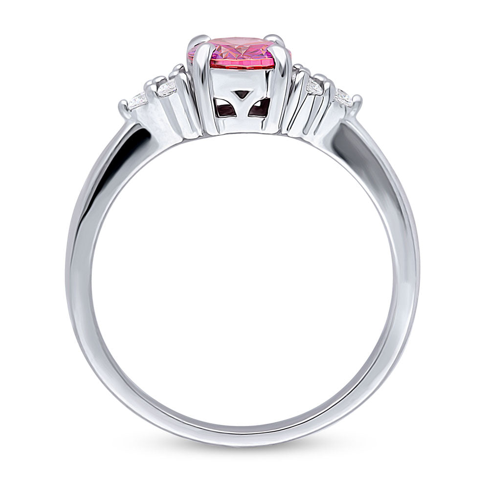 Solitaire 1.2ct Red Oval CZ Ring in Sterling Silver