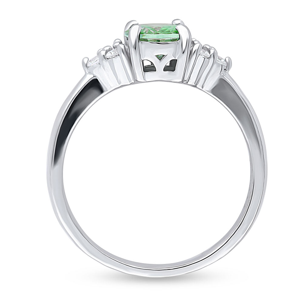 Solitaire Green Oval CZ Ring in Sterling Silver 1.2ct