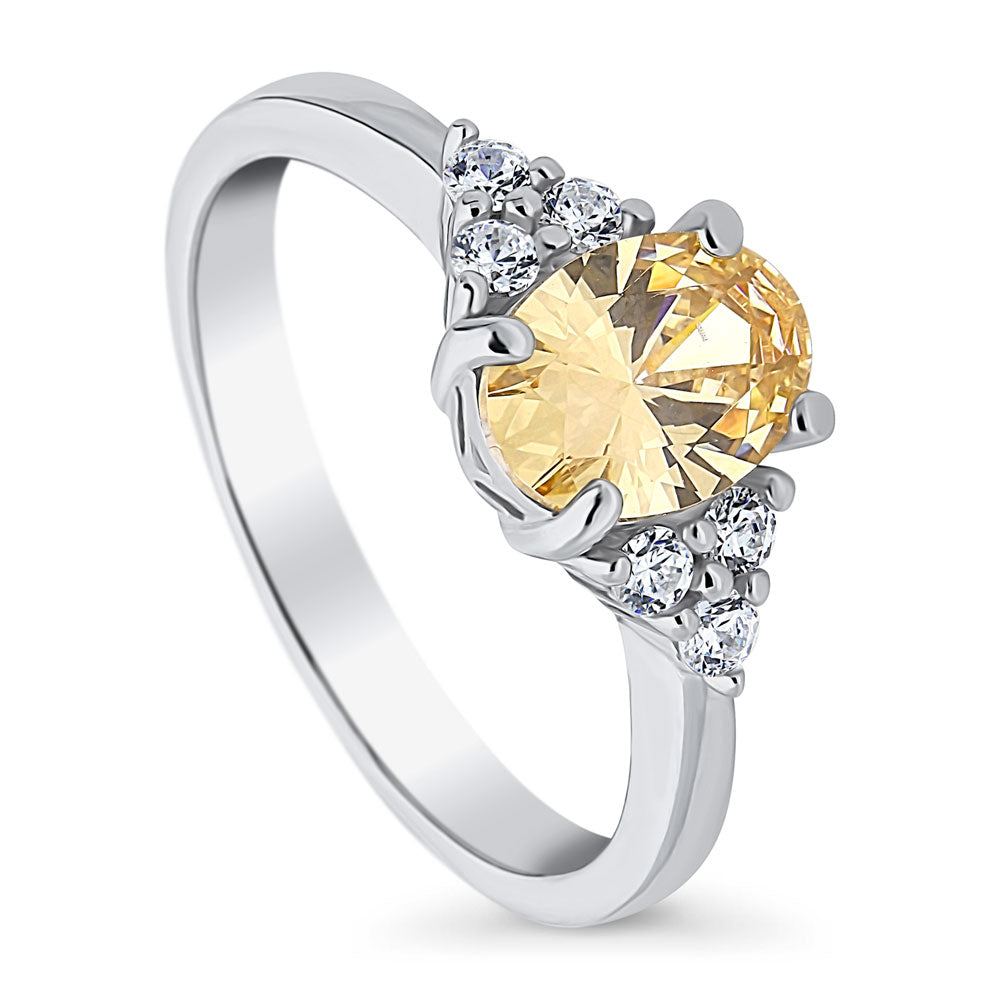 Solitaire 1.2ct Yellow Oval CZ Ring in Sterling Silver