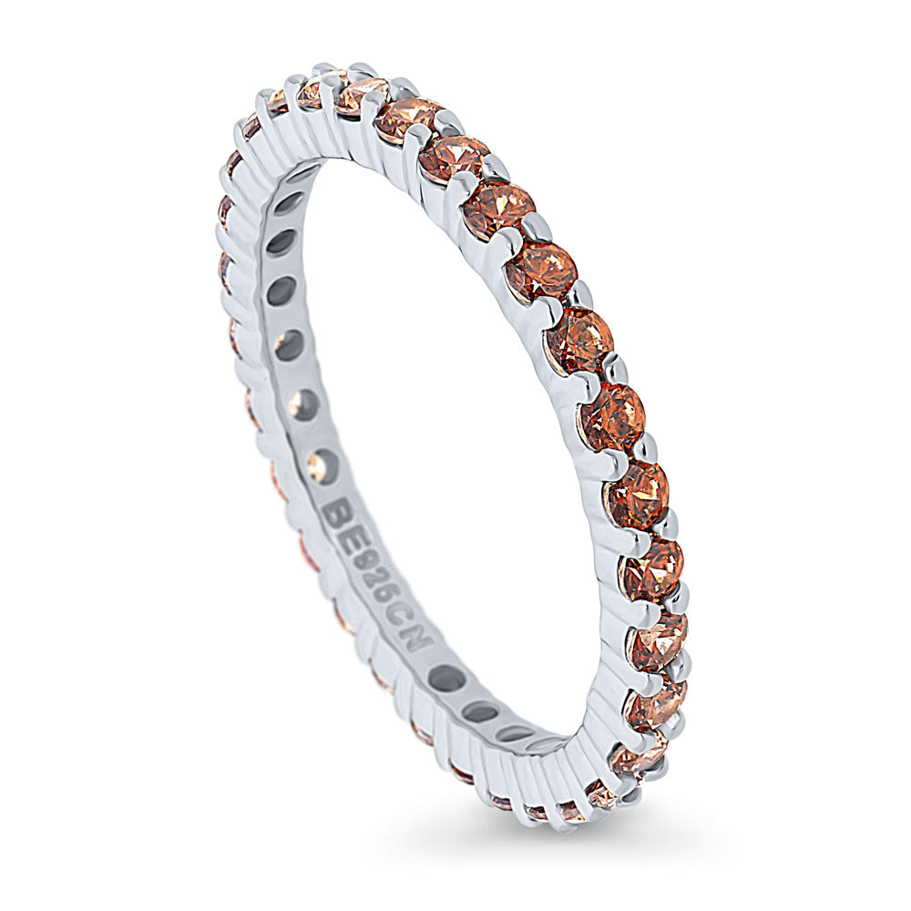 Caramel Pave CZ Eternity Ring in Sterling Silver