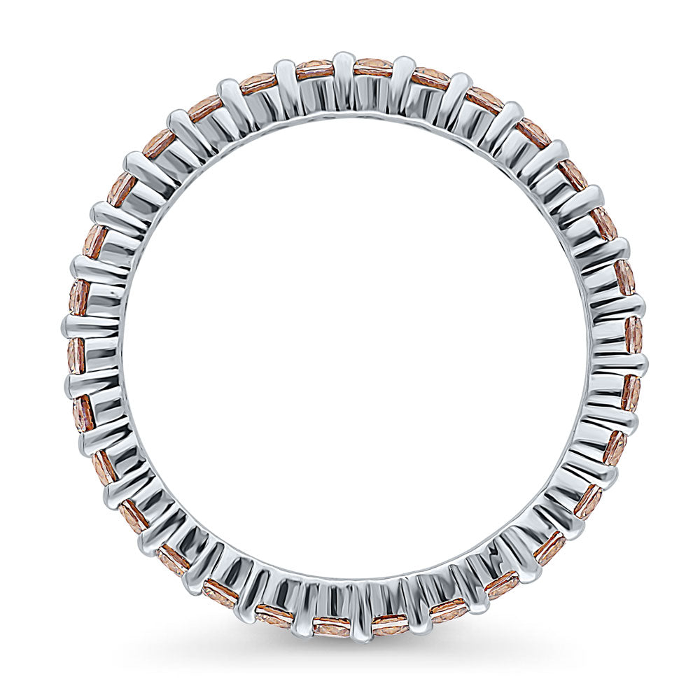 Angle view of Caramel Pave Set CZ Eternity Ring in Sterling Silver, 5 of 5