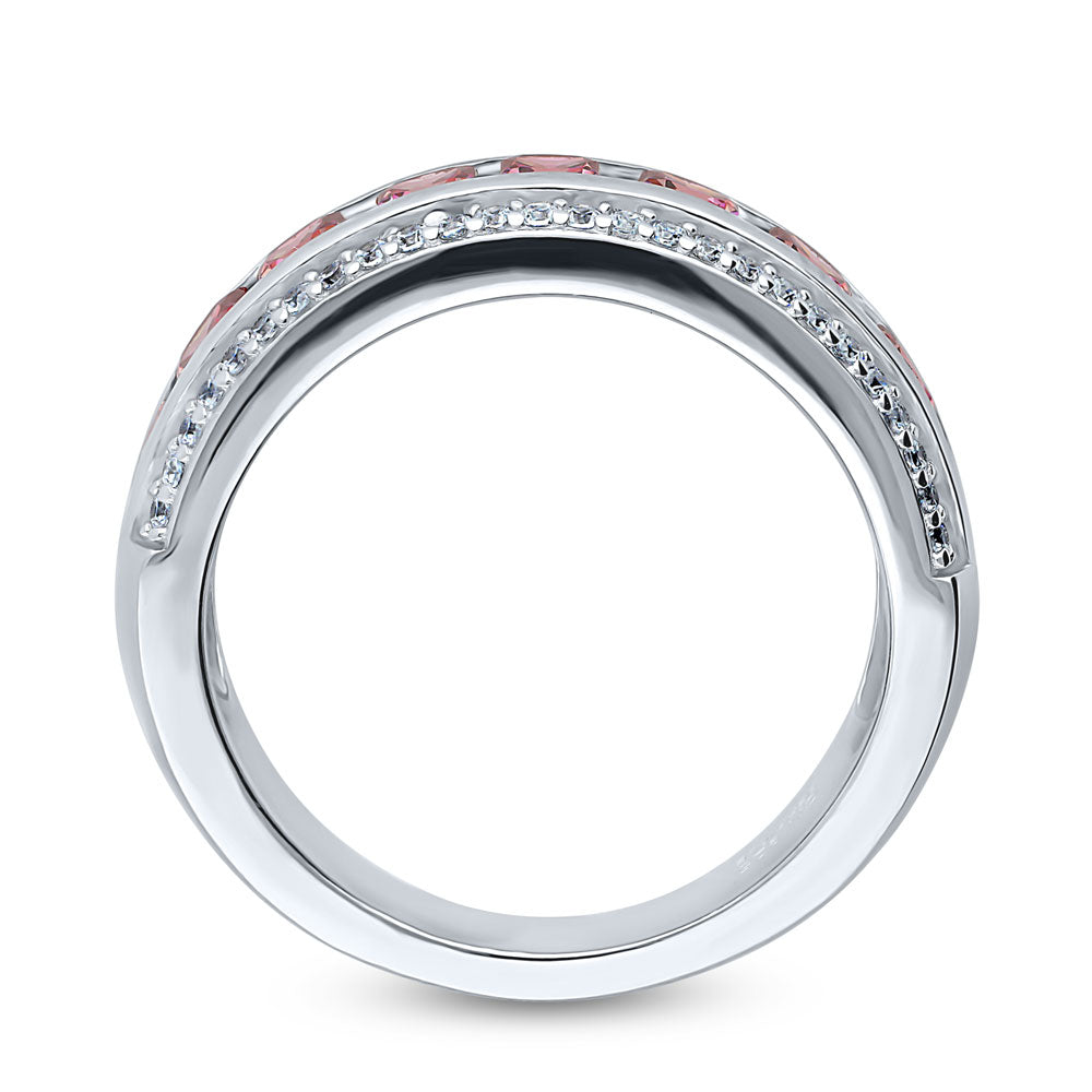 Alternate view of Red Channel Set CZ Half Eternity Ring in Sterling Silver, 7 of 7