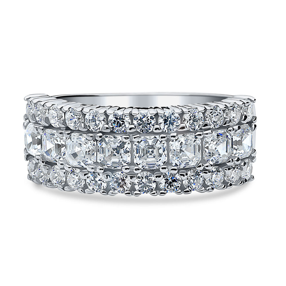 Art Deco CZ Half Eternity Ring in Sterling Silver