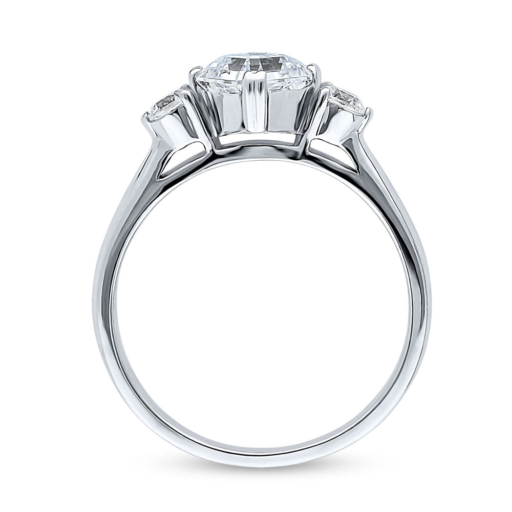 3-Stone Asscher CZ Ring in Sterling Silver
