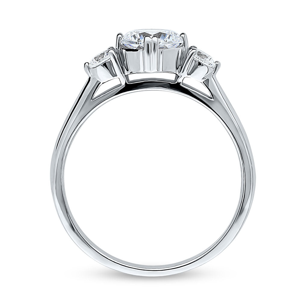 Alternate view of 3-Stone Octagon Sun CZ Ring in Sterling Silver, 5 of 5