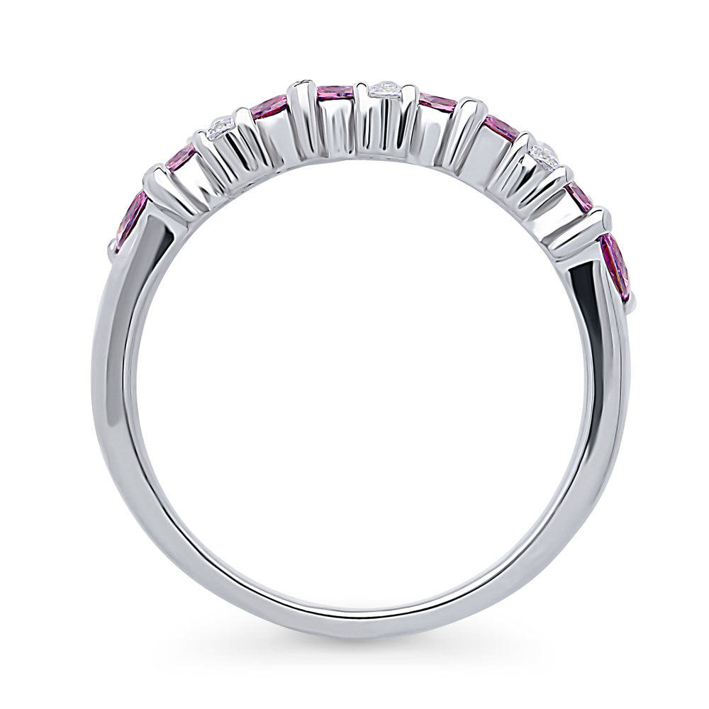 Flower Cluster Purple CZ Band in Sterling Silver