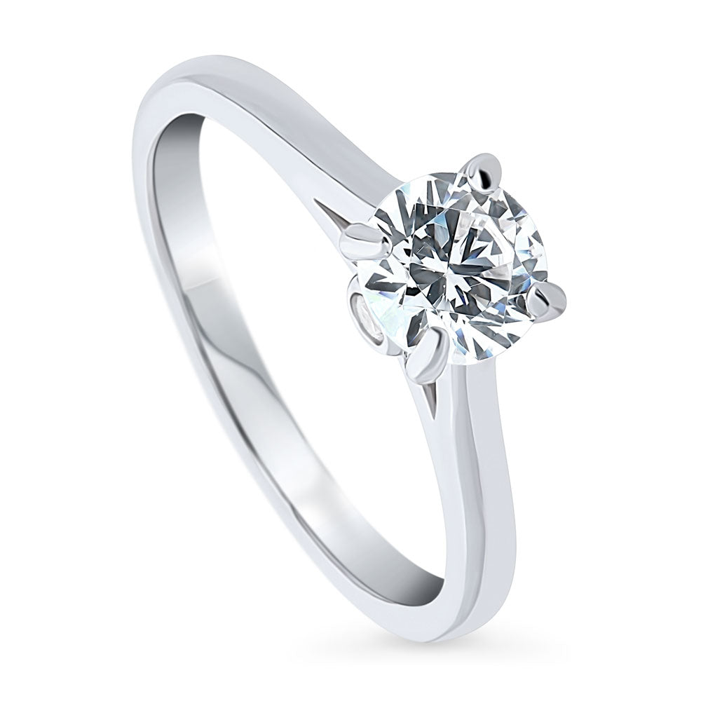 Solitaire 0.8ct Round CZ Ring in Sterling Silver