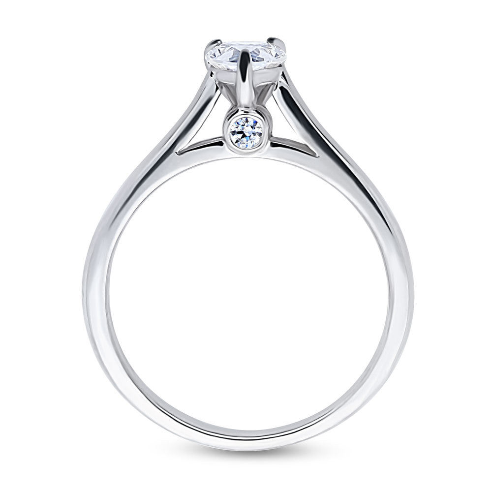 Solitaire 0.8ct Pear CZ Ring in Sterling Silver