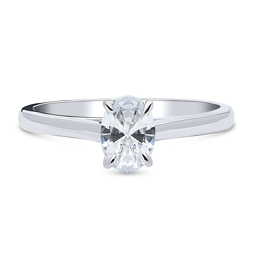 Solitaire 0.7ct Oval CZ Ring in Sterling Silver