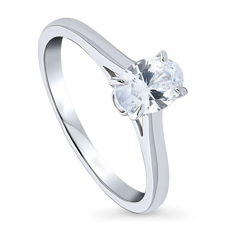 Solitaire 0.7ct Oval CZ Ring in Sterling Silver