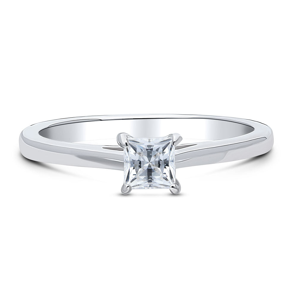 Solitaire 0.4ct Princess CZ Ring in Sterling Silver