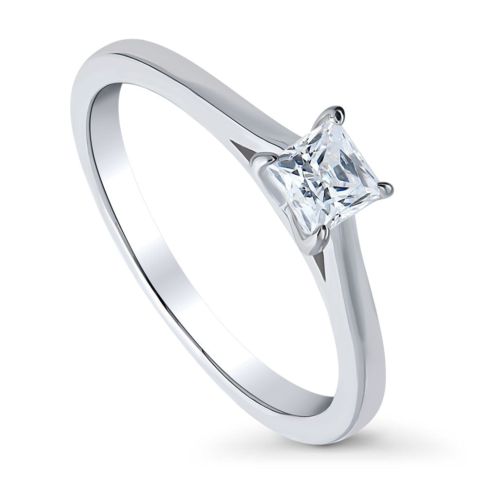 Solitaire 0.4ct Princess CZ Ring in Sterling Silver