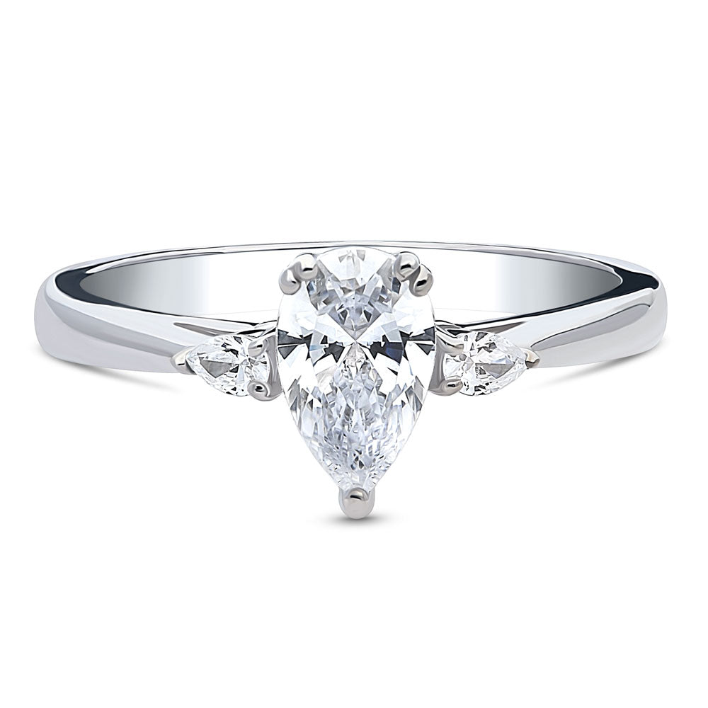 3-Stone Pear CZ Ring in Sterling Silver