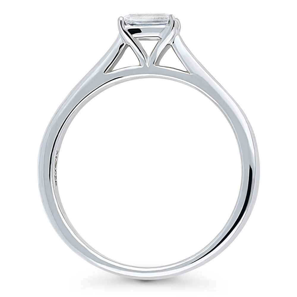 Solitaire East-West 0.3ct Emerald Cut CZ Ring in Sterling Silver