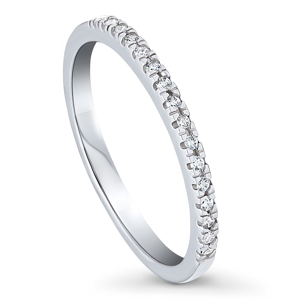 Front view of CZ Half Eternity Ring in Sterling Silver, 4 of 9