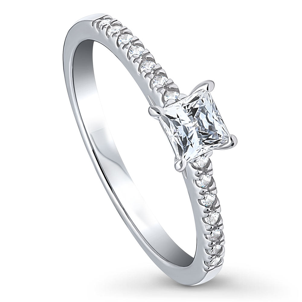 Solitaire 0.4ct Princess CZ Ring in Sterling Silver