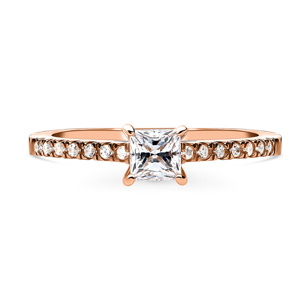 Solitaire 0.4ct Princess CZ Ring in Rose Gold Plated Sterling Silver