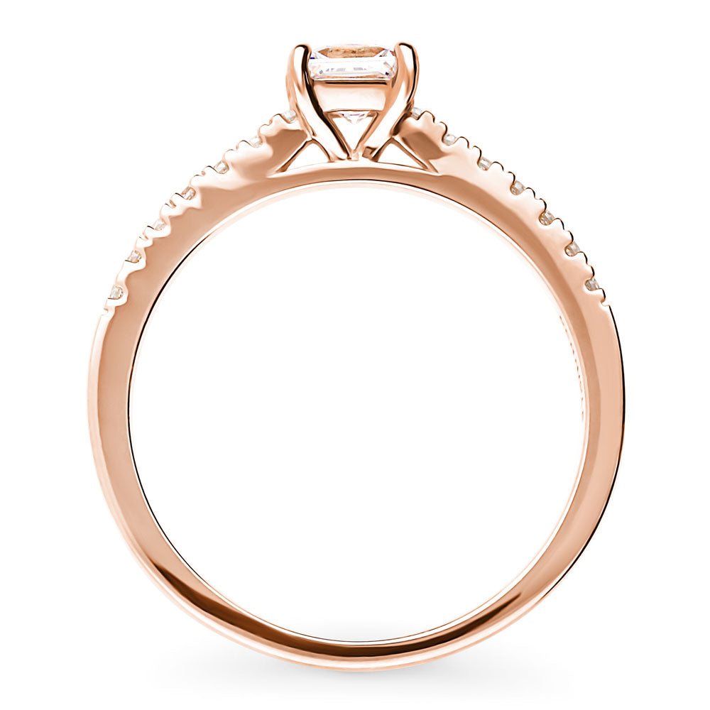 Solitaire Princess CZ Ring in Rose Gold Plated Sterling Silver