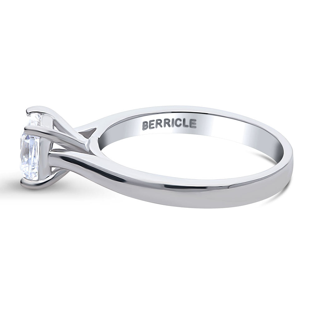 Angle view of Solitaire 1.25ct Cushion CZ Ring in Sterling Silver, 5 of 7