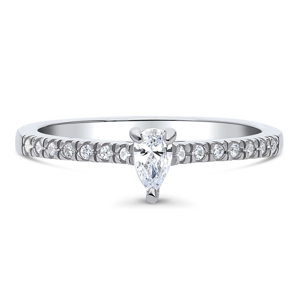 Solitaire 0.3ct Pear CZ Ring in Sterling Silver