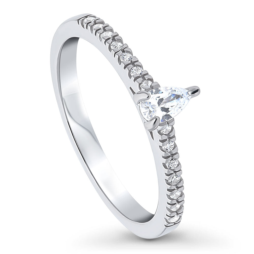 Solitaire 0.3ct Pear CZ Ring in Sterling Silver