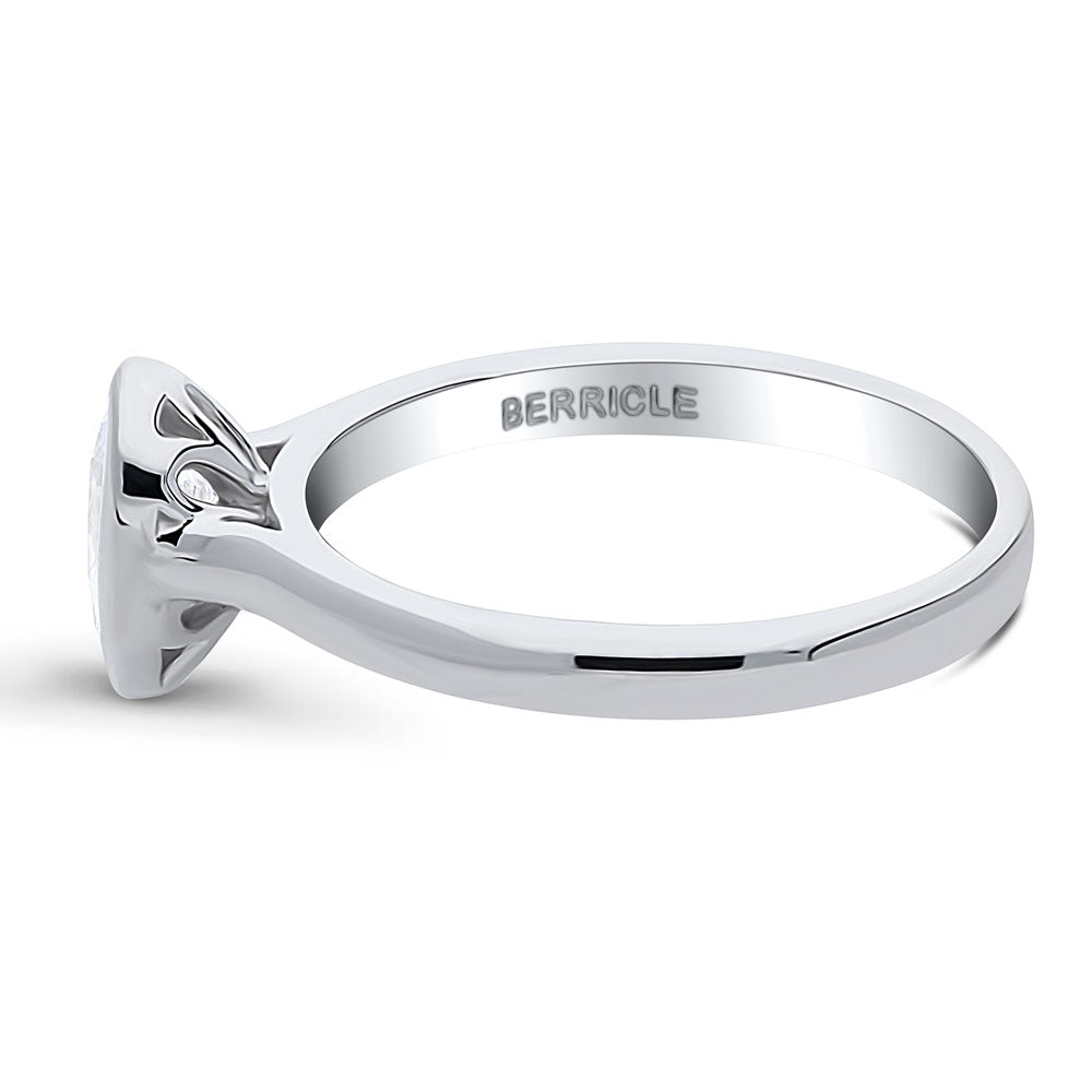 Solitaire 0.8ct Bezel Set Pear CZ Ring in Sterling Silver