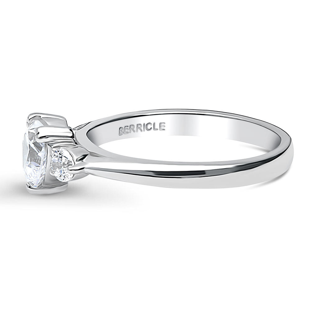 3-Stone Heart CZ Ring in Sterling Silver