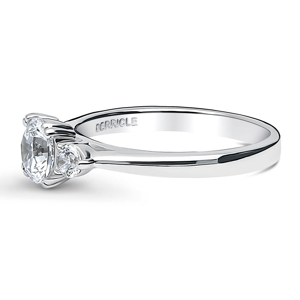 3-Stone Round CZ Ring in Sterling Silver