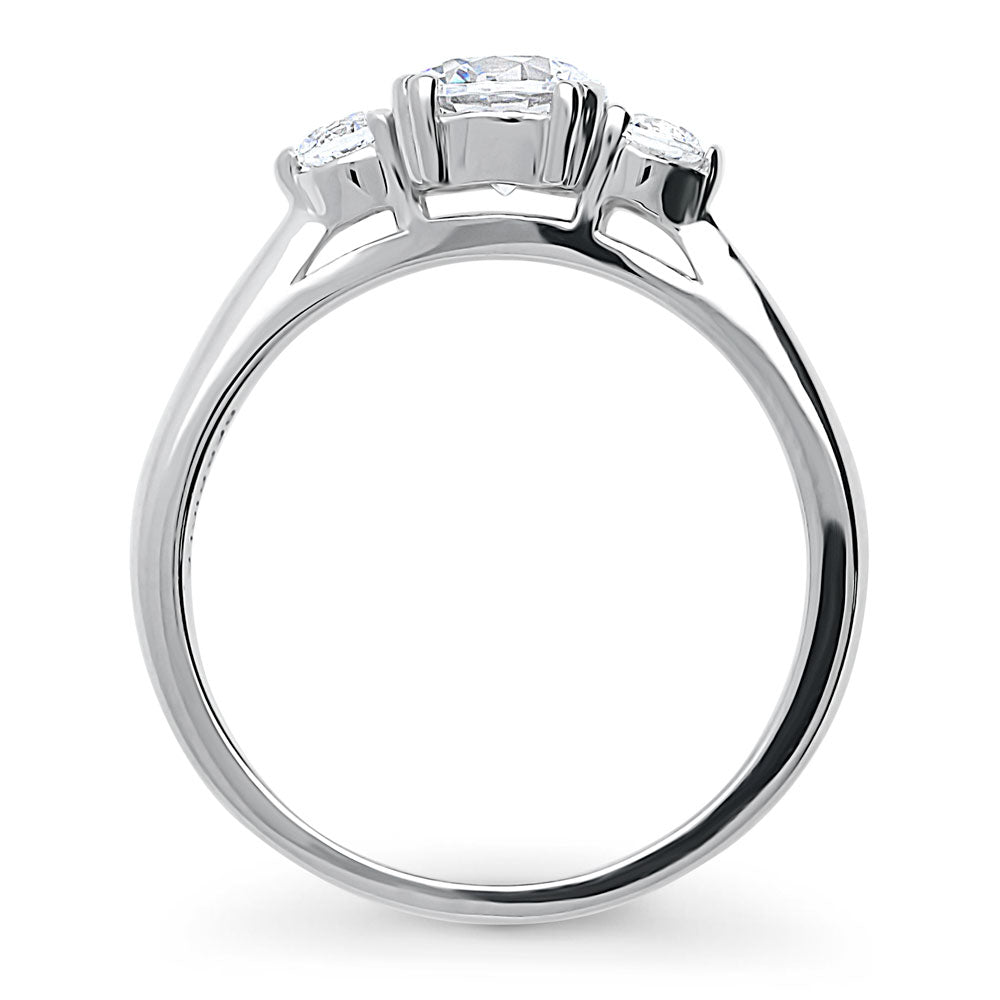 3-Stone Round CZ Ring in Sterling Silver