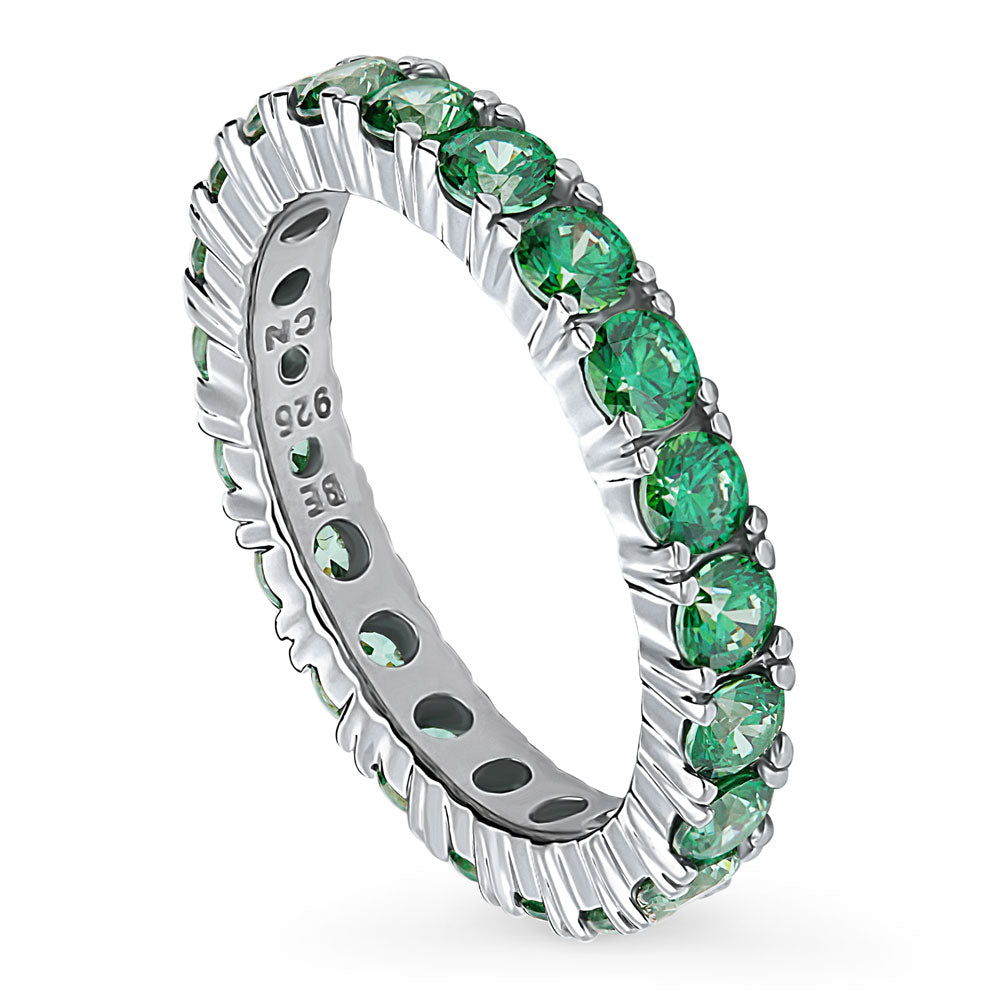 Green CZ Eternity Ring in Sterling Silver