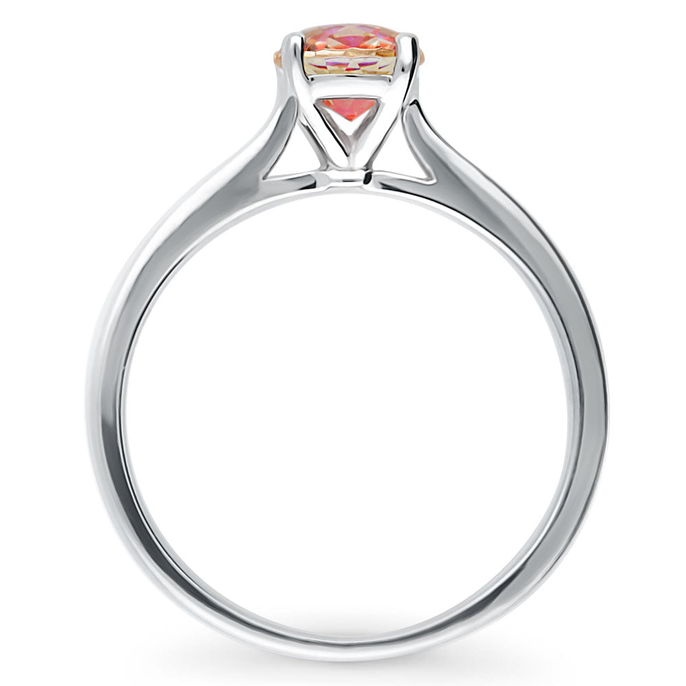 Solitaire Red Orange Round CZ Ring in Sterling Silver 0.8ct