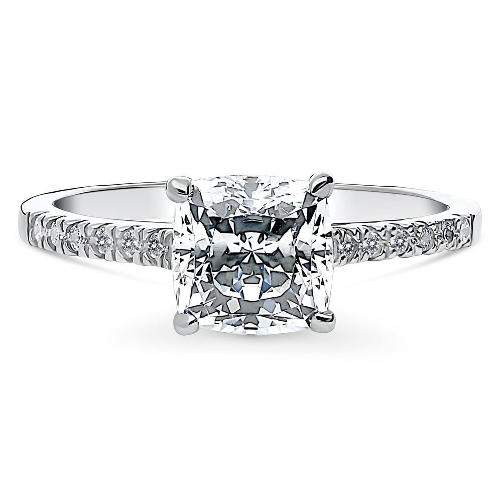 Solitaire 2ct Cushion CZ Ring in Sterling Silver, 1 of 7