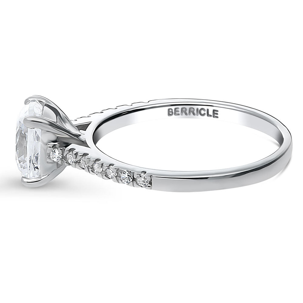 Solitaire 2ct Cushion CZ Ring in Sterling Silver