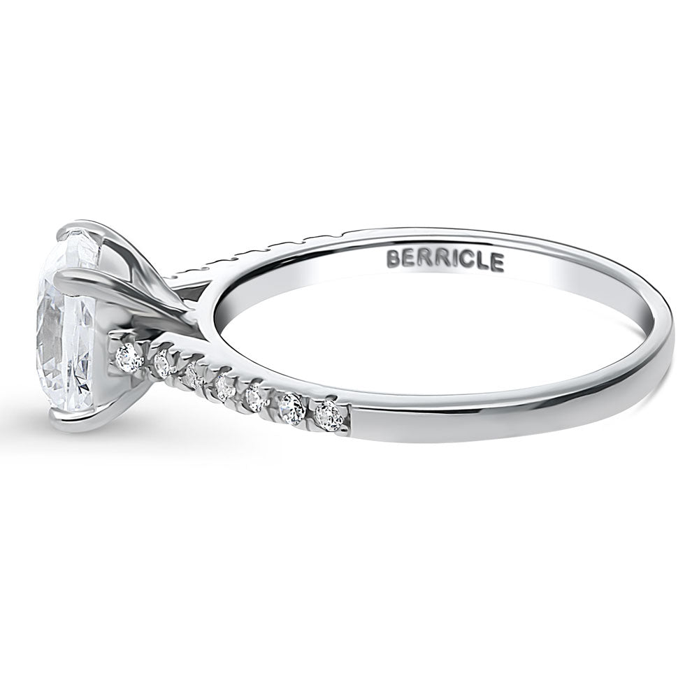 Angle view of Solitaire 2ct Cushion CZ Ring in Sterling Silver, 5 of 7