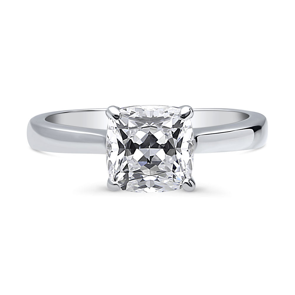 Solitaire 2ct Cushion CZ Ring in Sterling Silver