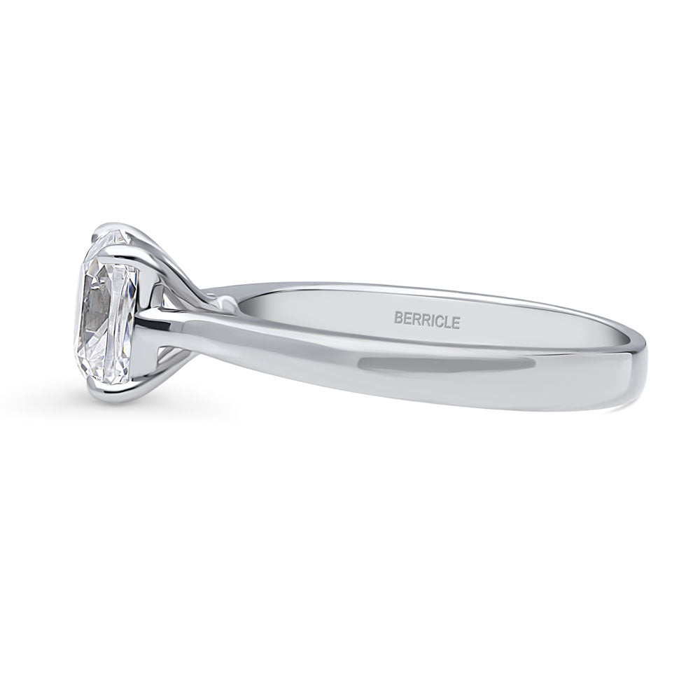 Solitaire 2ct Cushion CZ Ring in Sterling Silver
