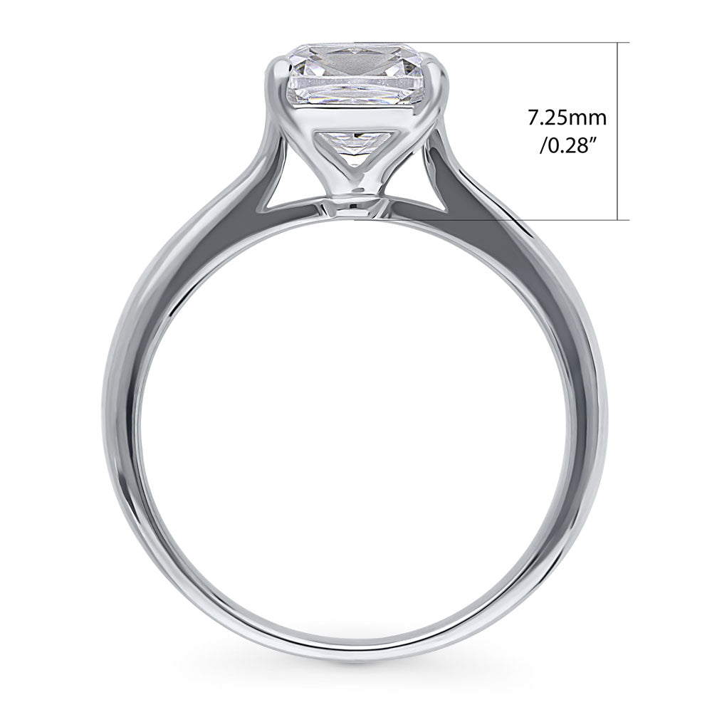 Solitaire 2ct Cushion CZ Ring in Sterling Silver