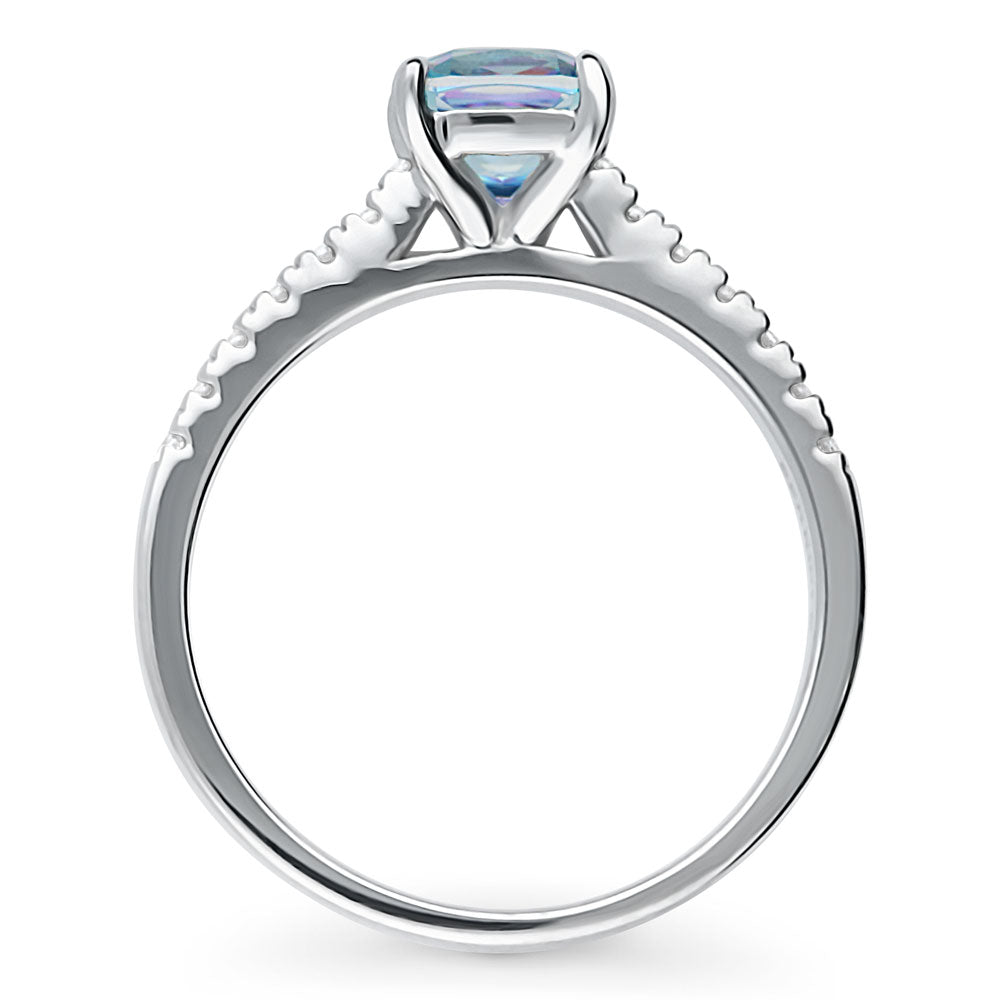 Alternate view of Solitaire Purple Aqua Cushion CZ Ring in Sterling Silver 1.25ct, 7 of 7