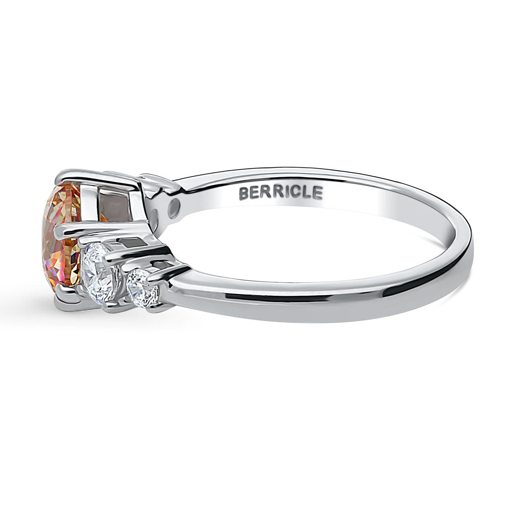 Solitaire Kaleidoscope Red Orange CZ Ring in Sterling Silver
