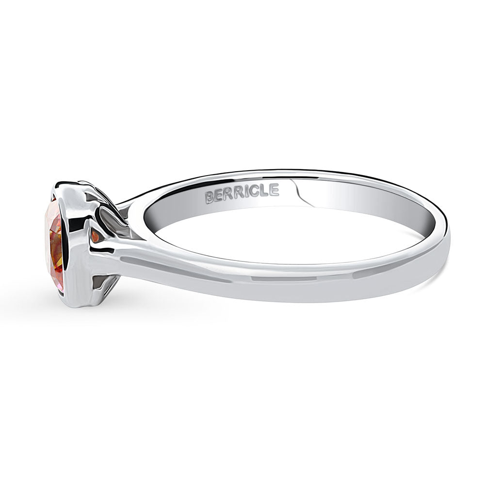 Solitaire Kaleidoscope Red Orange CZ Ring in Sterling Silver