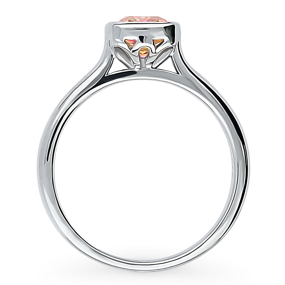 Solitaire Kaleidoscope Red Orange CZ Ring in Sterling Silver