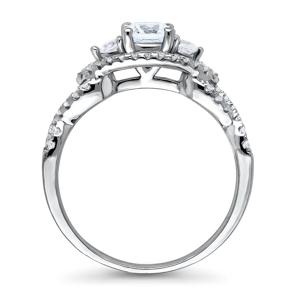 3-Stone Woven Round CZ Ring in Sterling Silver