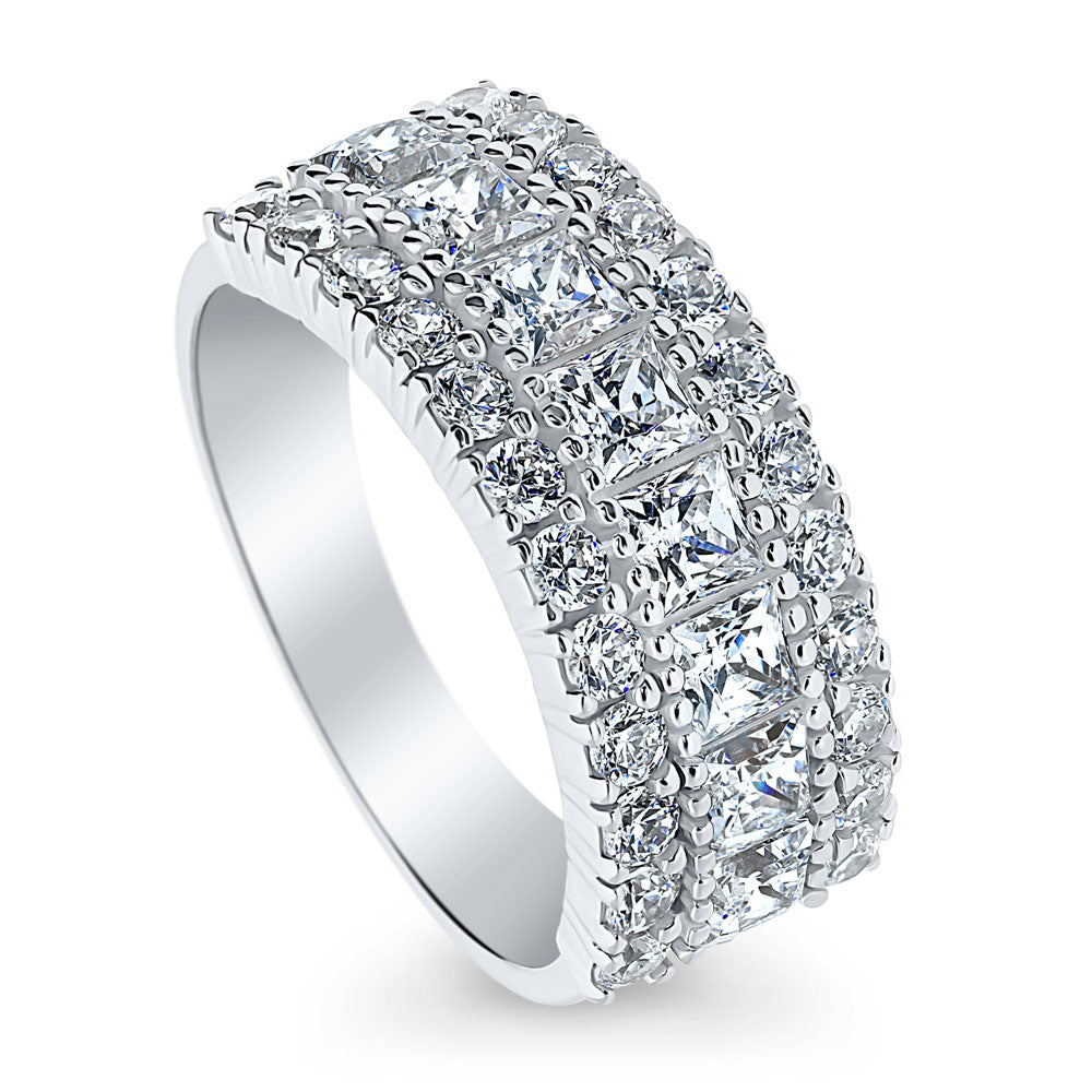Art Deco CZ Half Eternity Ring in Sterling Silver