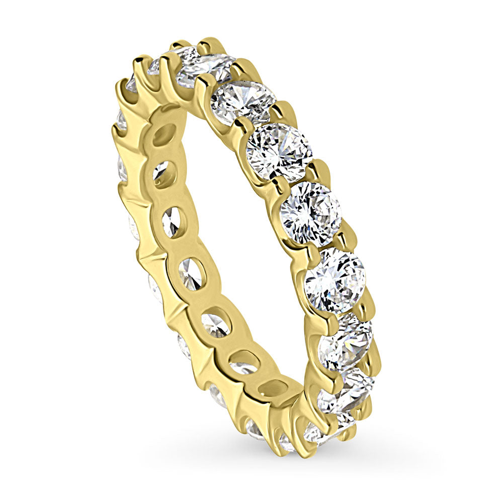 Pave Set CZ Eternity Ring in Gold Flashed Sterling Silver