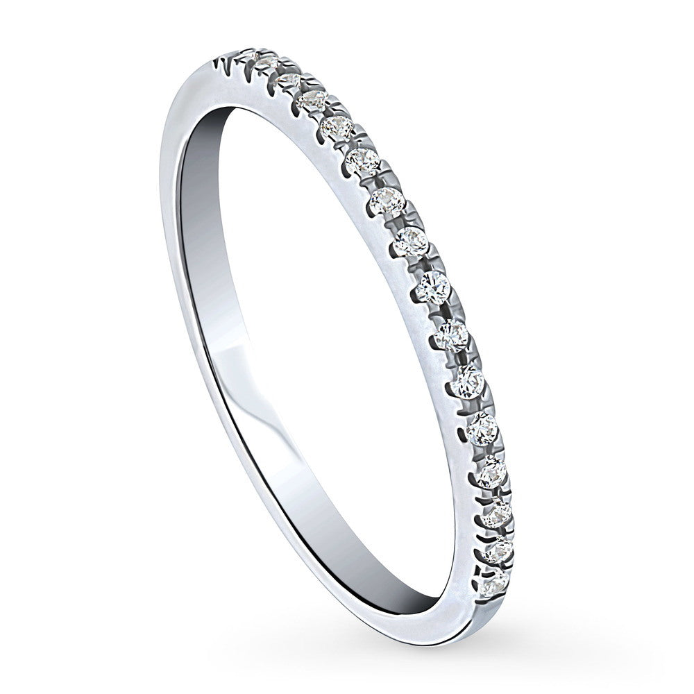 Front view of CZ Half Eternity Ring in Sterling Silver, 4 of 8